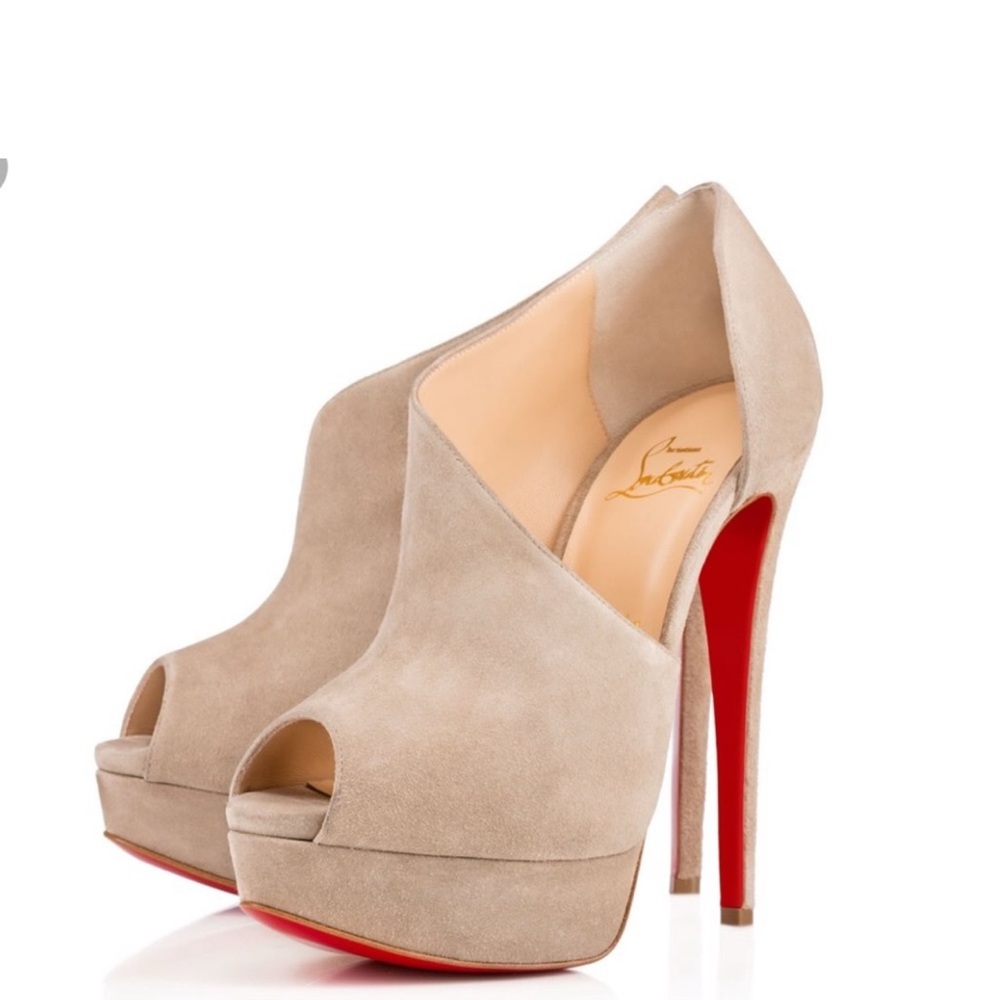 Christian Louboutin Verita Calf Beige Booties Platform 150 in 38 Authenticated
